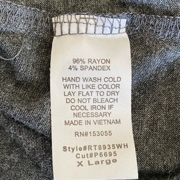 Women's Rags to Riches Top Long Sleeve Gray V-Neck Form Fitting Size XL - Picture 3 of 4